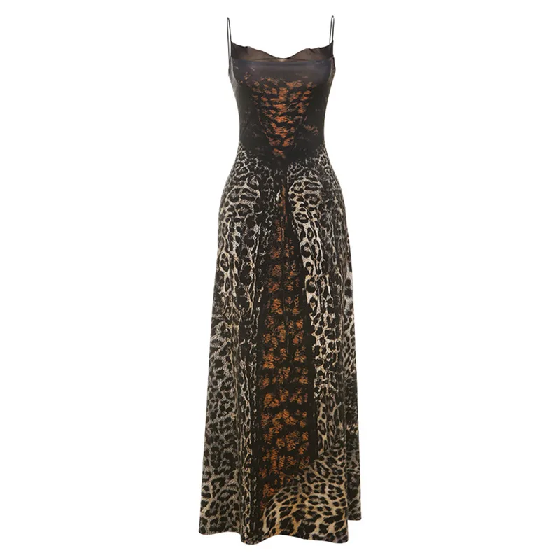 Leopard Print Floor Length Maxi Dress For Women | Wedding Guest
