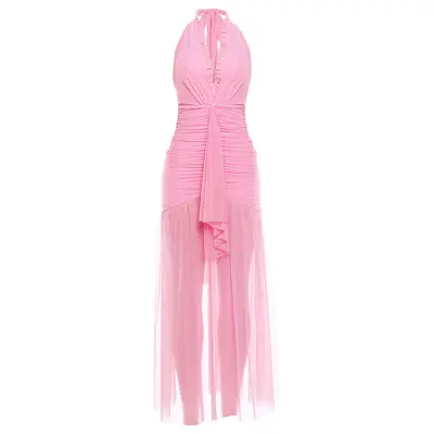 Pink Fitted Maxi Dress For Women | Vacation Wear